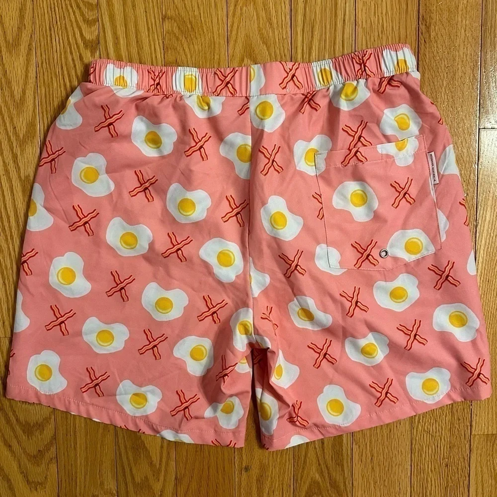 Mosmann Australia Swim Trunks Bacon Eggs Pink X-Large 7” Inseam